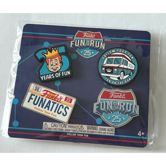 Funko Fun On The Run 25th Anniversary 4 Pin Set New - Picture 1 of 3